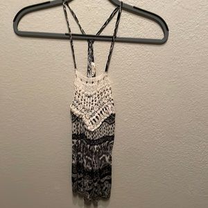 Black and white pattern crochet front top